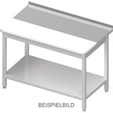 thumbnail of Stalgast Edelstahl Arbeitstisch mit Grundboden, 800x600x850 mm, mit vertiefter PE-Schneideplatte, ohne Aufkantung, verschweißt
