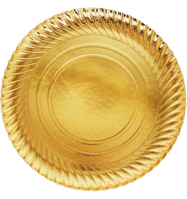 MONOUSO - Prato de Cartão Redondo Dourado 30 cm (5 Uds)