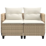 thumbnail of vidaXL Gartensofa 2-Sitzer mit Hockern Beige Poly Rattan