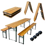thumbnail of CHEFGASTRO Bierzeltgarnitur 3-teilig mittig klappbar | 1x Tisch, 2x Bierbank | HxBxT 76x220x50 cm | lackiertes Holz | inkl. 16x Bodenschoner