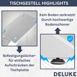 thumbnail of DELUKE® Tischgestell Metall KRYT Weiß inkl. Schrauben + Bodenschoner Tischbein Tischkufe Tischgestell für Holztisch Esstisch 71x150x78cm