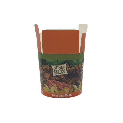500 Döner Kebab Boxen 500 ml – Neutralmotiv bedruckt, Faltboxen, Pommesboxen