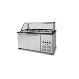 thumbnail of Skyrainbow SNACK-Line bain-marie toonbank 4xGN1/1,graniet Star Galaxy zwart, 153x82x85,5 glazen bovenbouw helder glas zwarte rand,zonder schap,H=396mm