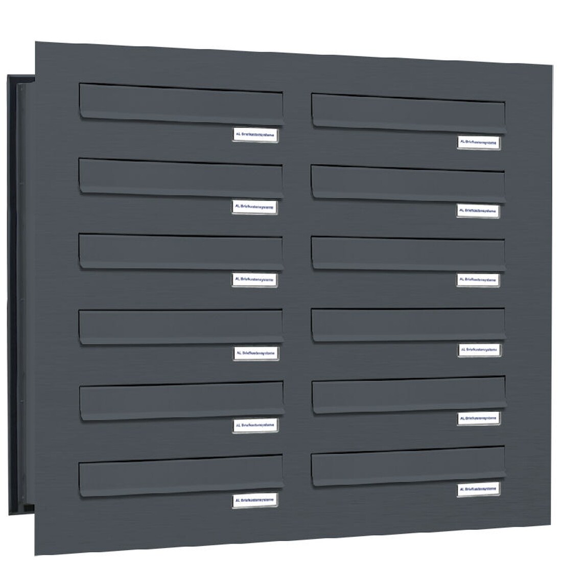 AL Briefkastensysteme 12 Fächer Premium Durchwurf Briefkasten A4 in RAL 7016 Anthrazit Grau, Post A4, robust, wetterfest, Artikelnummer 132P12DV2P7016