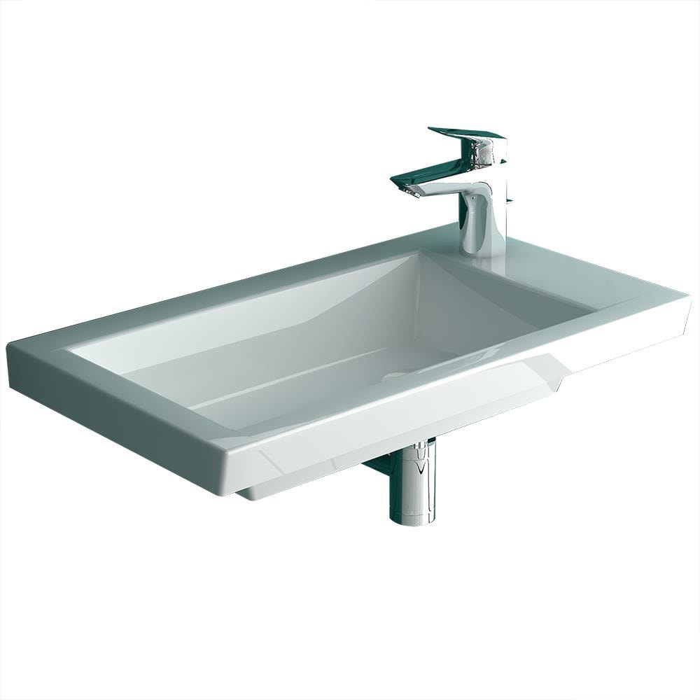 Alpenberger Keramik Waschbecken Wandmontage oder Aufsatz Sanitärkeramik I Waschtisch weiß