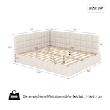 thumbnail of Polsterbett 160x200 cm aus Samt – Multifunktionales Bett mit stabilem Lattenrost und verstellbarer Rückenlehne, klassisches Design in Beige