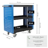 thumbnail of Werkstattwagen 3 Etagen Stahl blau Werkzeugwagen 70x39x79 cm auf Rollen, bis 300 kg Tragkraft
