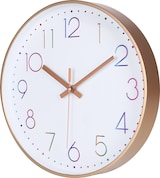 thumbnail of IvoQ Moderne Wanduhr - Leises Uhrwerk - Roségold & farbige 3D-Ziffern - Analog - Nicht tickend - 30 cm