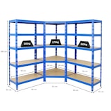 thumbnail of PROREGAL Mega Deal 1x Étagère d'angle + 2x Étagère charge lourde TIGER | HxLxP 180x90x45cm | Capacité de charge 175kg + 265kg | Bleu