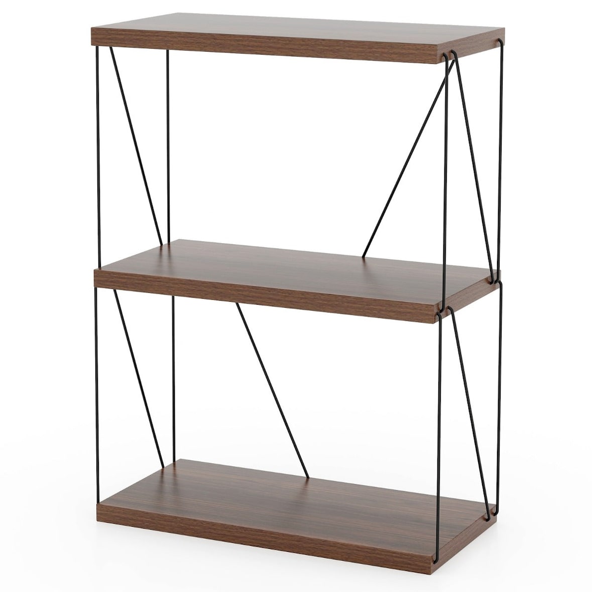 Helloshop26 - 3-stöckiges Mehrzweckregal 61 x 29,5 x 82 cm Industriedesign braune Holzmaserung 20_0019503