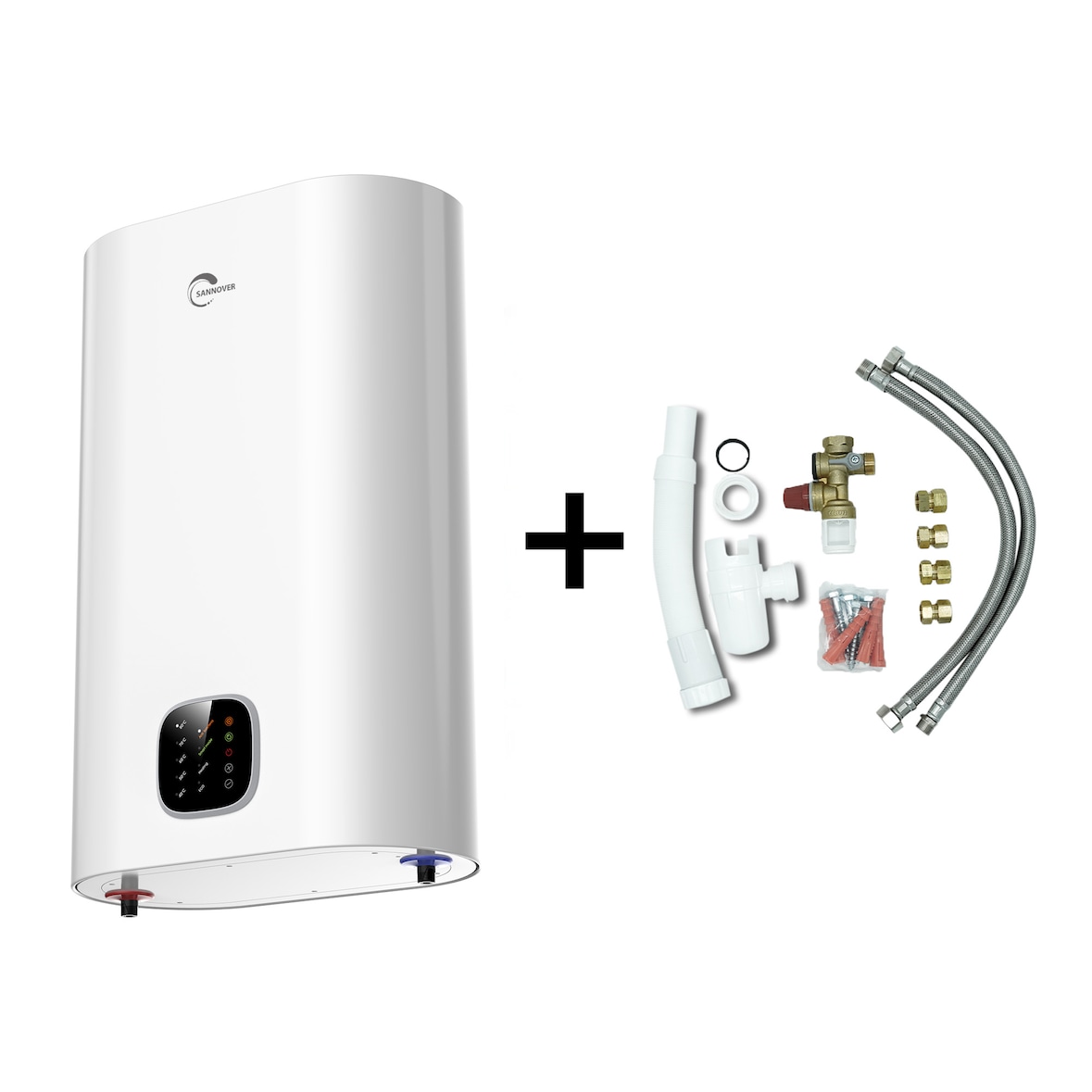 Chauffe Eau Electrique Plat Mural Multipositions Kimoro Sannover 80 Litres + Kit d'Installation Complet NF