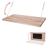 thumbnail of Wandtafel HWC-H48, wandklaptafel wandplank tafel met schoolbord, opvouwbaar massief hout ~ 120x60cm
