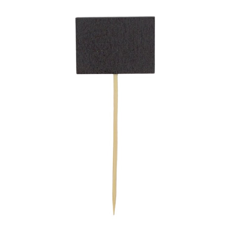 MONOUSO - Pinchos de Bambú con Pizarra 3,5x2,5x9cm (100 Uds)