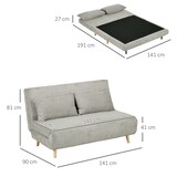 thumbnail of Schlafsofa 141x90x81 mit verstellbarer Rückenlehne, Polyesterbezug, Kompakt und komfortabel, Ideal für kleine Räume, Grau