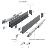 thumbnail of Push to Open Schubladensystem Schubkasten-Set Vollauszug Anthrazit 450mm 120mm