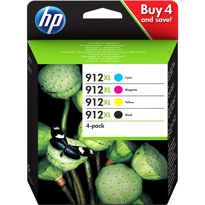 Hp Multipack Negro / Cian / Magenta / Amarillo 3Yp34Ae Mcvp 912 Xl