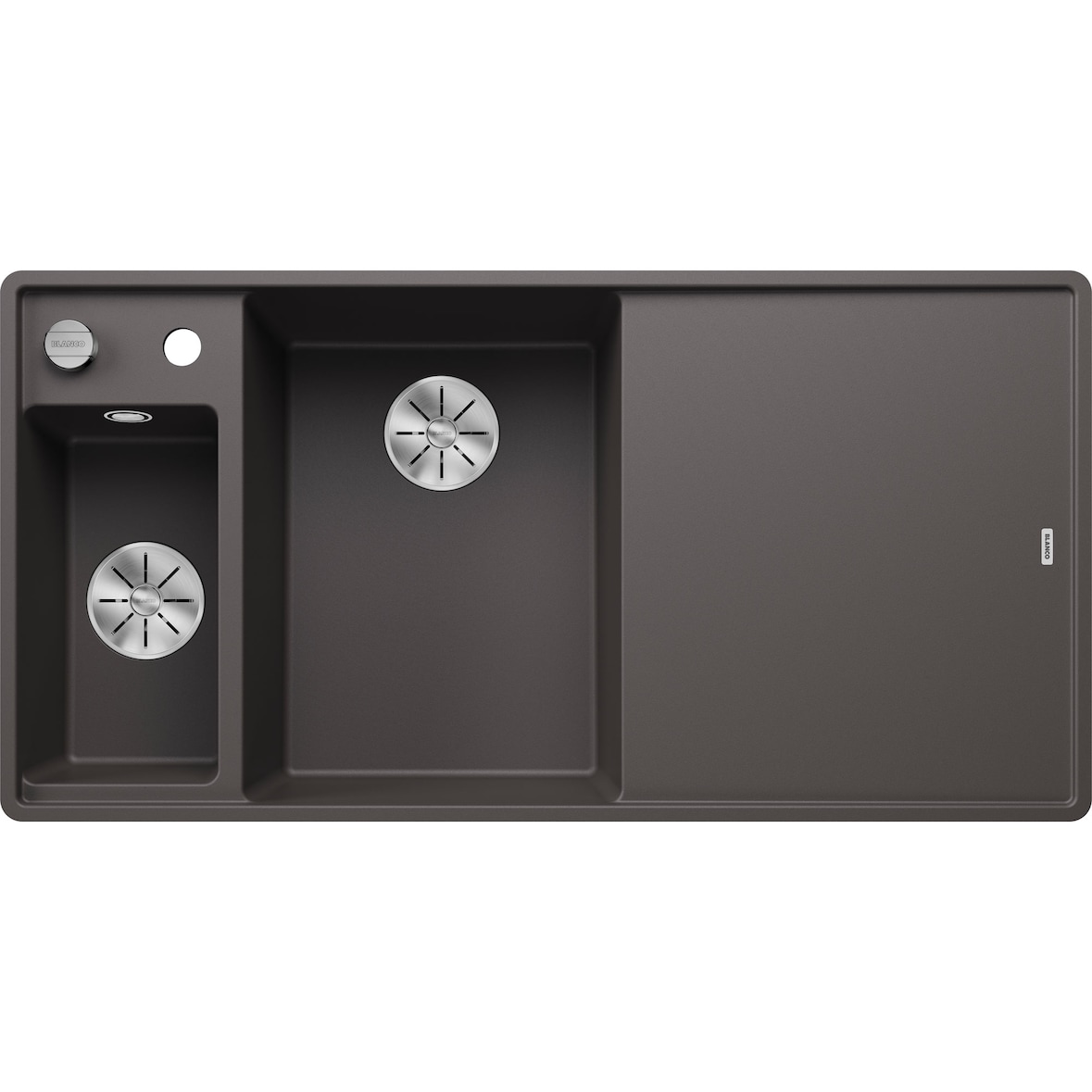 BLANCO AXIA III 6 S-F flächenbündige Spüle GRANIT Felsgrau Becken links Excenter