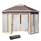 thumbnail of Outsunny Pérgola Dobrável 4,05x3,4x2,85 m Pérgola de Jardim Hexagonal com 6 Mosquiteiras Amovíveis e Altura Ajustável Bege