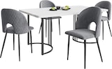 thumbnail of Essgruppe 5-teilig Esstisch mit 4 Stühlen 140x75x80 cm Grau Samt, Tischplatte in Marmor Optik aus MDF, Metallgestell
