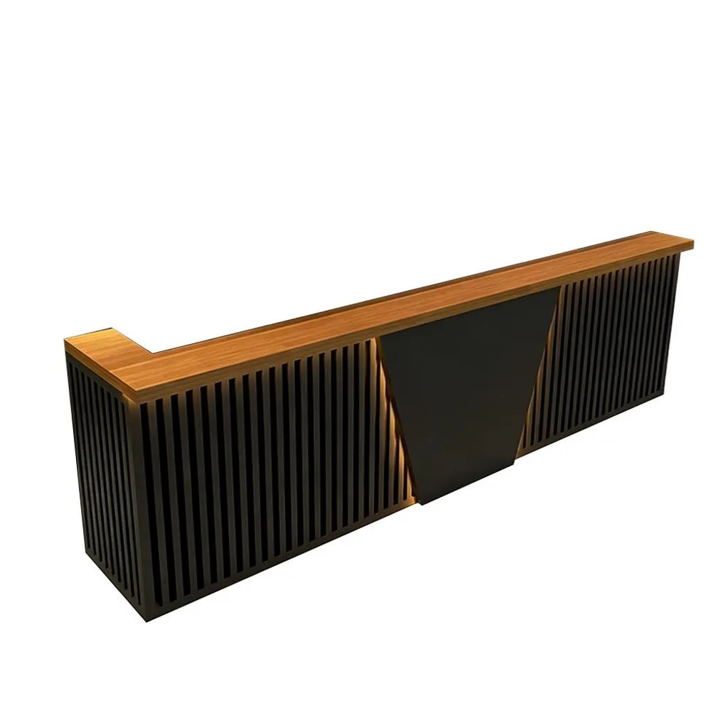 Empfangstheke, Bartheke, Kassenbereich, Industrie-Stil mit vertikalen Streifen, für Bars und Geschäfte, schwarz 140×60×110cm【H DTX 140】