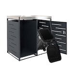 thumbnail of 1er-Mülltonnenverkleidung mit Brennholzlager HWC-H40, Mülltonnenbox, 125x130x80cm erweiterbar Metall 45kg ~ anthrazit