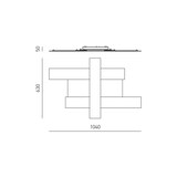 thumbnail of 50W schwarze LED-Wandleuchte im modernen Design - Geometrische Stahlstruktur, 3000K warmes Licht, 2620lm, Breite 104 cm, IP20