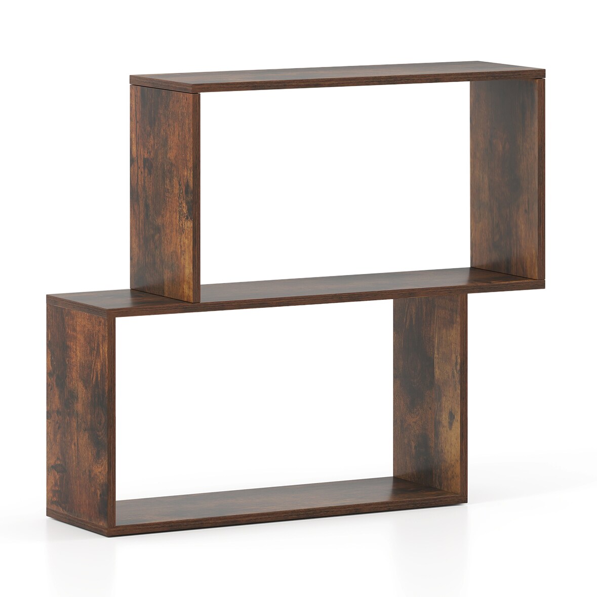 COSTWAY Libreria a 3 ripiani, scaffale indipendente in legno con 2 scomparti a forma di cubo (caffè)