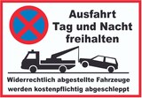 thumbnail of Parken verboten Ausfahrt Tag und Nacht freihalten Schild A6 Rückseite selbstklebend