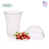 thumbnail of SET: Smoothie Cups 300ml + Deckel mit Loch - 800 Stück, transparentes recyceltes PET