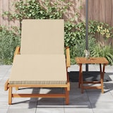 thumbnail of vidaXL Inklapbare Zonnebank met Wielen & Kussen Beige Massief Acaciahout