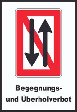 thumbnail of Begegnen und überholen verboten Symbol und Text A5 Rückseite selbstklebend