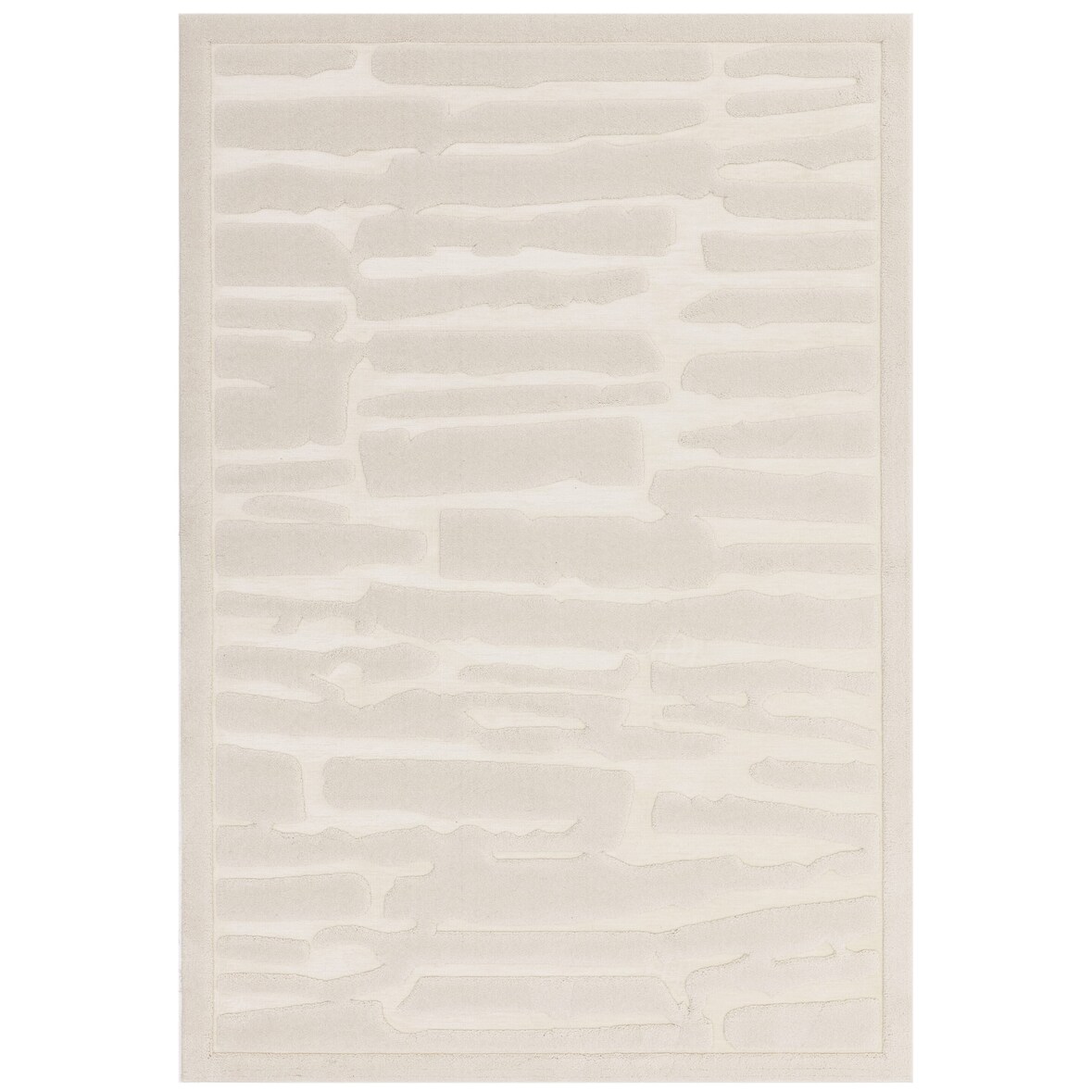 Teppich Hoch-Tief-Muster | Strukturteppich 200x290cm, 1,5cm Florhöhe | Elfenbein | Langlebig & formstabil | EDEN-Kirkby Kollektion | Kadima Design