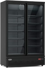 thumbnail of Glastürkühlschrank auf Rollen, mit 2 Türen, Inhalt 1000 Liter, Schwarz, BTH 1253 x 710 x 1997 mm