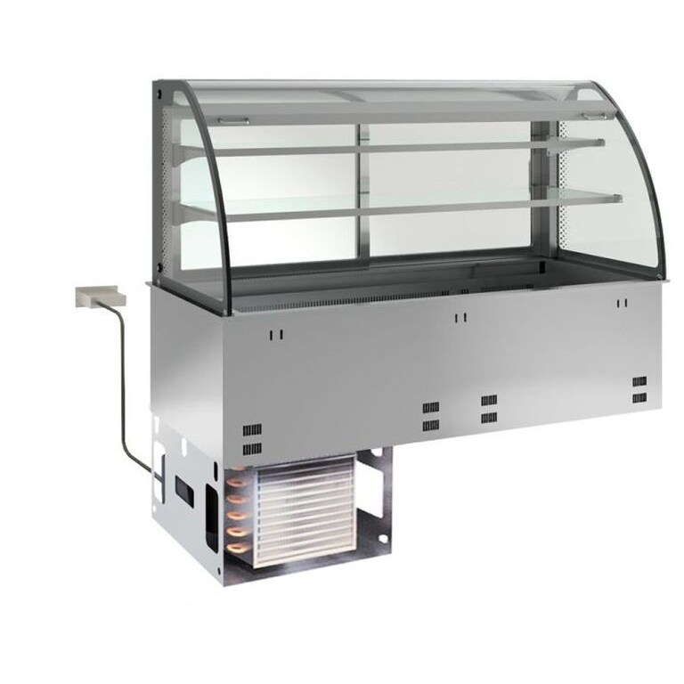 Vetrina refrigerata da incasso KBS aperta al cliente 1455 x 700 x 1190 mm GN 4/1 costruzione in vetro