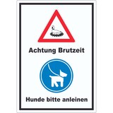 thumbnail of Achtung Brutzeit Hund bitte anleinen hochkant Aufkleber A5 (148x210mm)