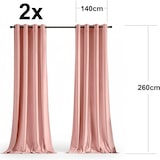 thumbnail of Set Cortinas de Salon Terciopelo Opaca con Ojales, 2 Piezas de 140x260cm color Rosa