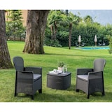 thumbnail of Dmora Set salotto da esterno Napoli, Set da giardino con 2 poltrone ed 1 tavolino contenitore, Salottino effetto rattan, 100% Made in Italy, Antracite