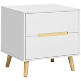 thumbnail of HOMCOM mesita de noche con 2 cajones y patas de madera mesilla de noche para dormitorio salón cama oficina estilo moderno 50x40x50,5 cm blanco