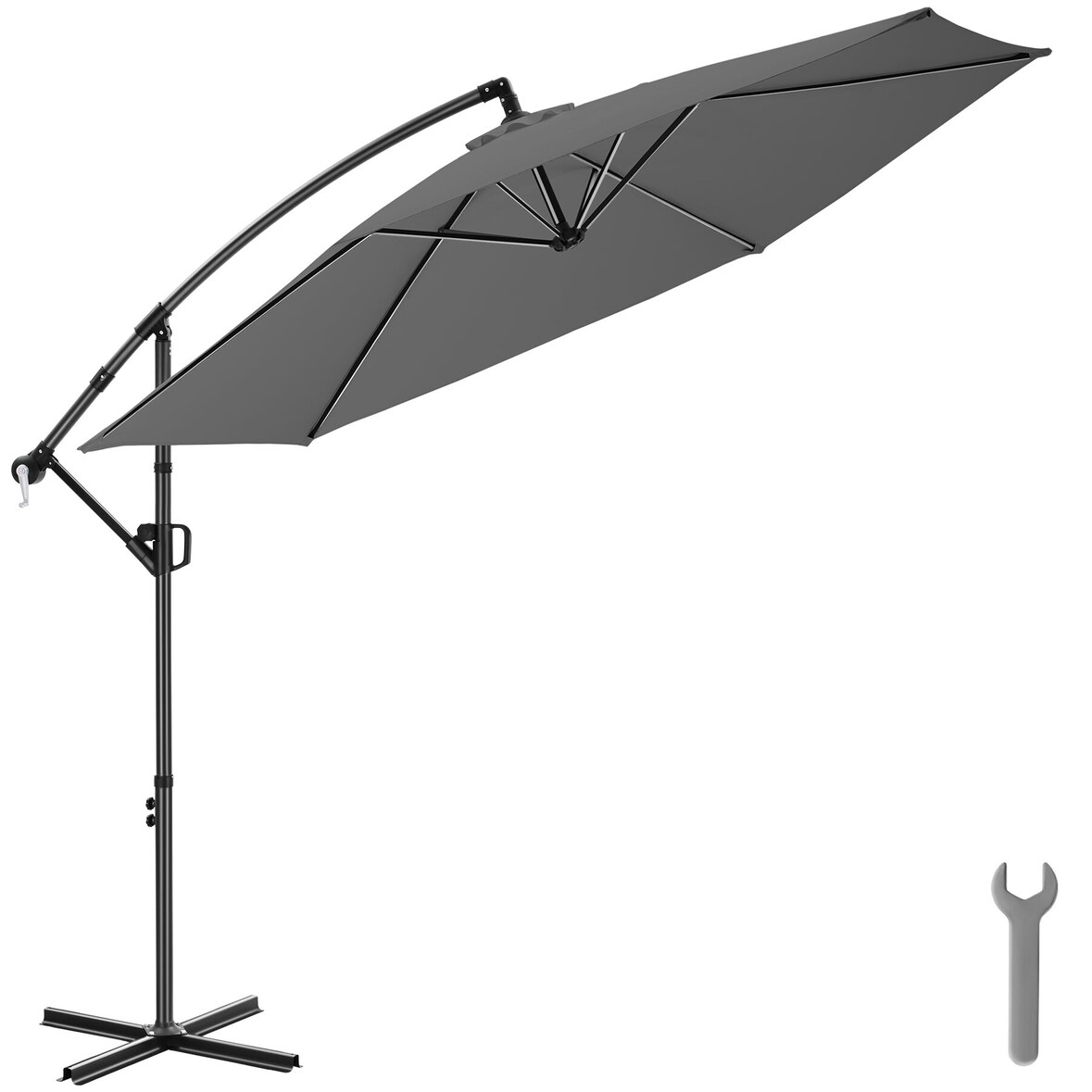 tectake Ampelschirm Artemis 300x300 cm 360 Grad drehbar neigbar Sonnenschirm UV Schutz 50 grau modern robust