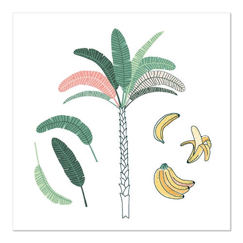 200 Servietten, 3-lagig 1/4-Falz 33 cm x 33 cm Palm and Bananas