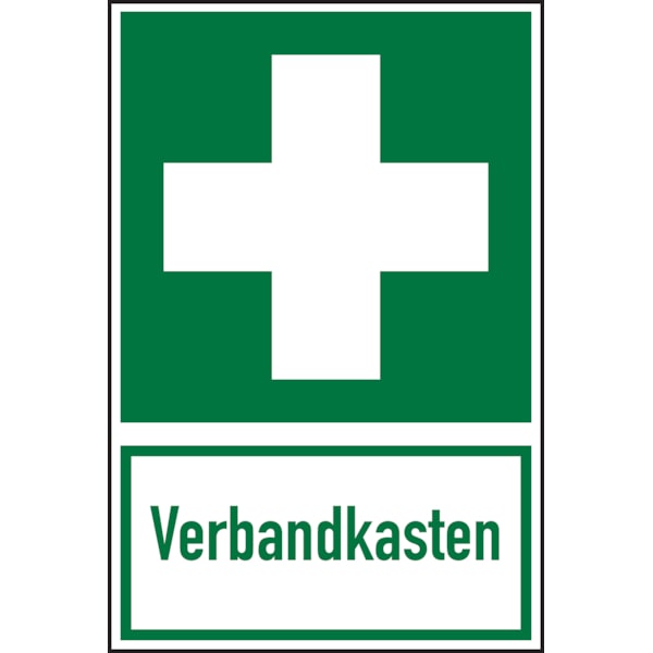 Rettungszeichen, Kombischild Verbandkasten - ASR A1.3 (DIN EN ISO 7010) - 200x300x1.5 mm Kunststoff nachleuchtend