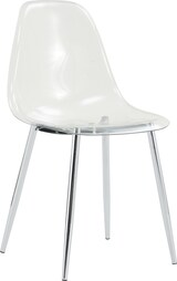 thumbnail of Standard-Esszimmerstühle 4er-Set aus Kunststoff und Metall, transparent/silberfarben, 44x36x83 cm, mit rutschfesten Füßen