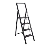 thumbnail of Alu Trittleiter 4-stufig schwarz klappbar mit Handlauf bis 150 kg Leiter