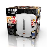 thumbnail of Adler AD1272 Hervidor Agua Eléctrico, 1 L, sin BPA, Resistencia Oculta, Inalámbrico, Apagado Automático, Blanco, 1600W