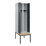 thumbnail of C+P Doppel-Spind Classic PLUS Buche untergebaute Bank 2 Abteile, Trennwand, HxBxT 212x60x82cm, Sicherheitsdrehriegel, Hellgrau/Anthrazit von PROREGAL