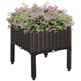 thumbnail of Hochbeet Pflanzkasten 40x40x44 cm Rattan Optik Braun aus Kunststoff mit Abflusslöchern UV geschützt wetterfest stapelbar für Garten Balkon