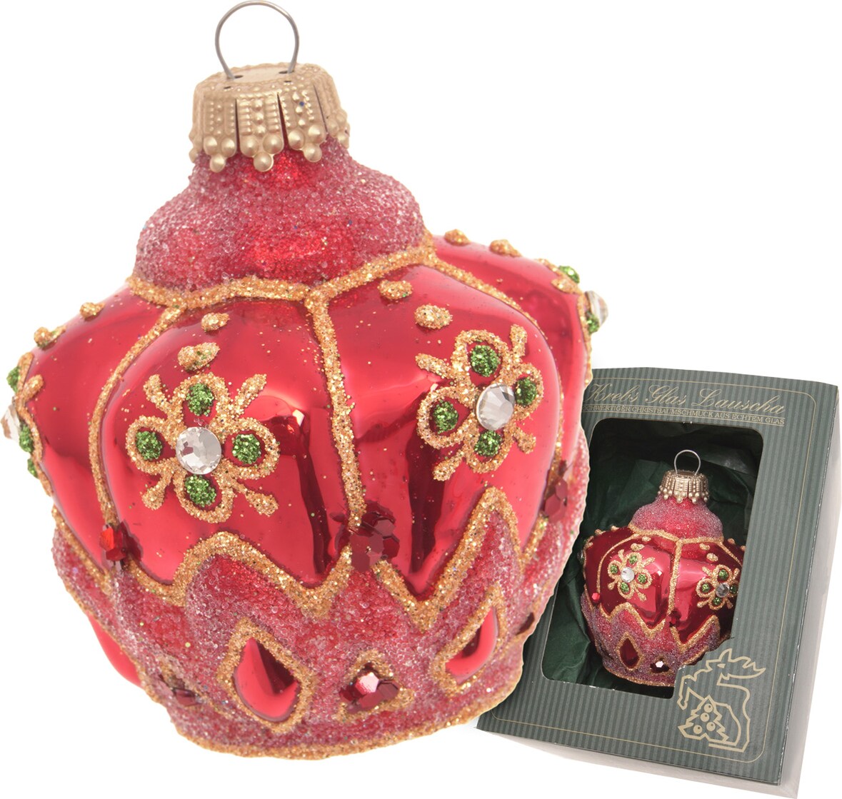 Krone, Rot Glanz, Glitter & Strasssteinen, 7cm