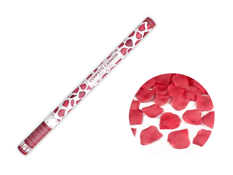 PartyDeco Konfettikanone mit Rosenblättern, bordeauxrot, 60cm