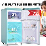 thumbnail of Retro Kühlschrank 46x45x91 Cyan 72L Volumen, 21L Gefrierfach, 51L Kühlbereich, LED-Beleuchtung, Verstellbare Regale
