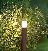 thumbnail of Sigaro - Gartenpollerleuchte mit 1 x E27-Leuchtmittel (max. 20 W, Schutzart IP54), lackiertes Aluminium, Cortenstahl, Höhe 50 cm - Perenz